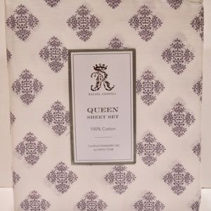 Rachel Ashwell 100% Cotton Queen Sheet 4 piece Set in Lavender Snowflake Pattern